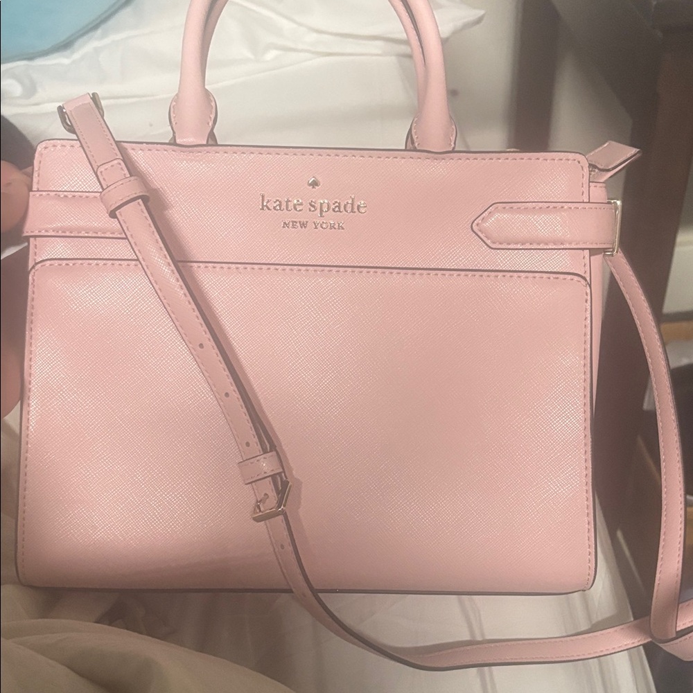 kate spade Pink Saffiano Leather Satchel with Stacey bag mint